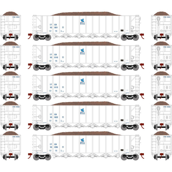 OakridgeStores.com | ATHEARN - HO RTR 5Bay Rapid Discharge Hopper ITGX White#2(5) - (98490) 797534005020