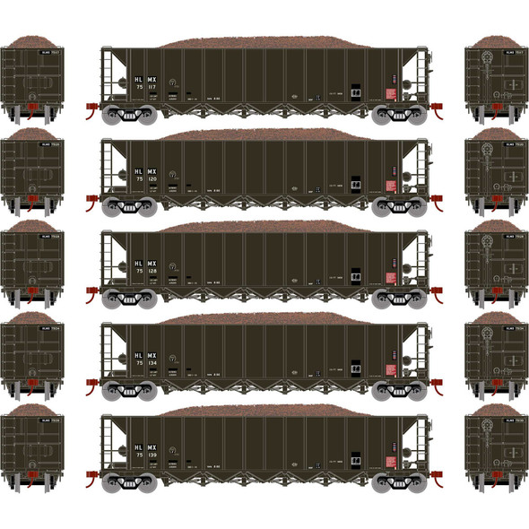 OakridgeStores.com | ATHEARN - HO RTR 5-Bay Rapid Discharge Hopper HLMX #2 (5) - (98498) 797534005105