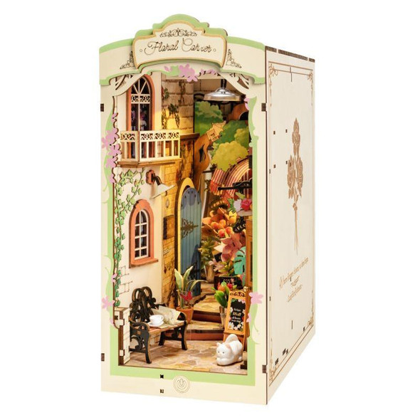 Rolife - Floral Corner Book Nook - DIY 3D Miniature 1/24 Scale Dollhouse Room Box Shelf Insert Craft Kit (TGB09)