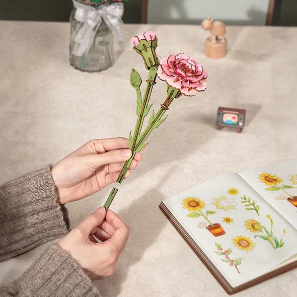 OakridgeStores.com | ROWOOD - Pink Carnation - DIY 3D Wooden Flower Craft Kit (TW051) 6946785119268