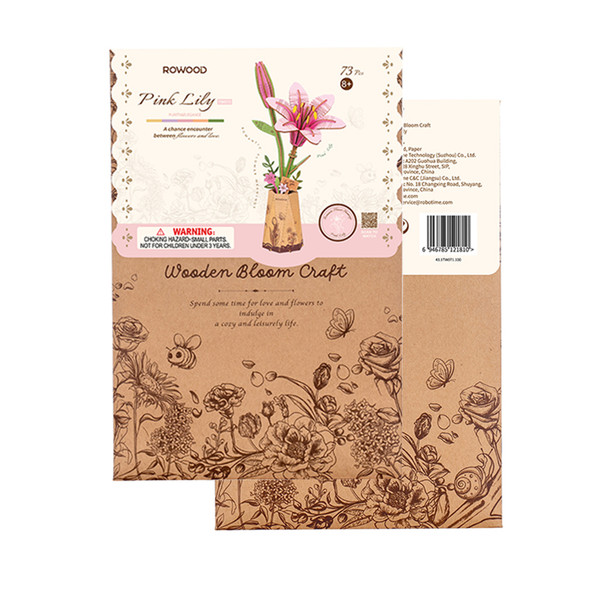 OakridgeStores.com | ROWOOD - Pink Lily - DIY 3D Wooden Flower Craft Kit (TW071) 6946785121810
