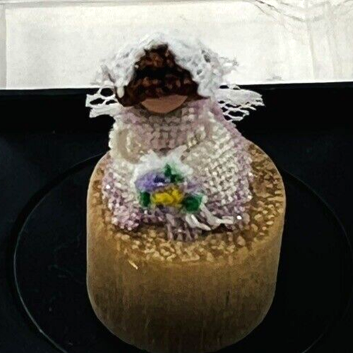 RESALE SHOP - Dollhouse 1:12 Miniature Bride Doll 7/8" tall on small stand - NEW - handmade