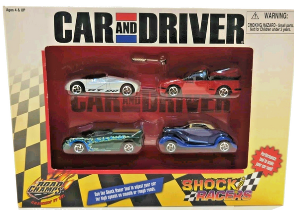 RESALE SHOP - ROAD CHAMPS 1:64 Car and Drive Shock Racers - 4 cars- NEW