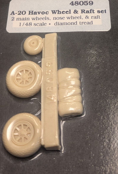 RESALE SHOP - True Details 1/48 2 main wheel, Nose Wheel A20 Havoc Wheel/Raft Set