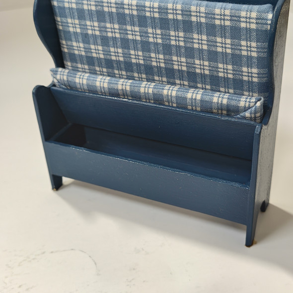 RESALE SHOP - Artisan 1:12 Dollhouse Miniature Blue Painted Wood Bench With Cushions Don Kern