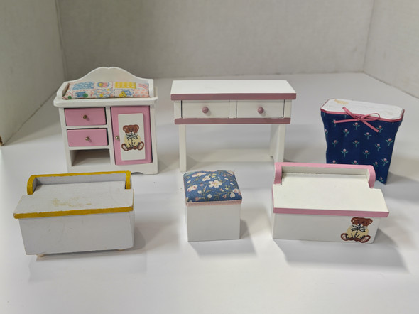 RESALE SHOP - Dollhouse Miniature 1:12 Set Of Nursery Furniture And Toy Boxes CHECK PHOTOS