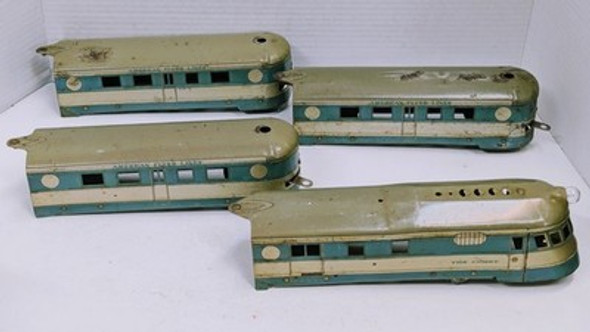 RESALE SHOP - American Flyer Budd Car "The Comet" 4 Car Set - Preowned