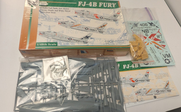 RESALE SHOP - Grand Phoenix FJ-4B Fury 1/48 Fuel Tanks Canopy Masks And White Nose Gear...