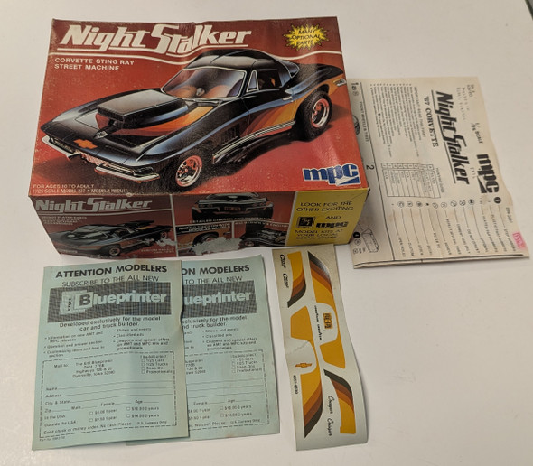 RESALE SHOP - MPC Night Stalker Corvette Stingray Street Machine #6361, 1/25 Scale Model Kit