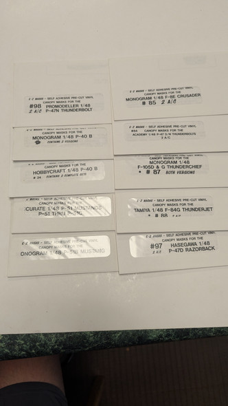 RESALE SHOP - Lot Of 10 1/48 Canopy masks For Assorted American Aircraft