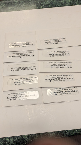 RESALE SHOP - Lot Of 10 Canopy Paint Masks For Assorted 1/48 German Aircraft