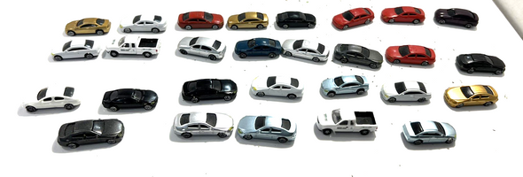 RESALE SHOP - LOT Of 28 Pedestrian Vehicles And Trucks N Scale - preowned- nice!