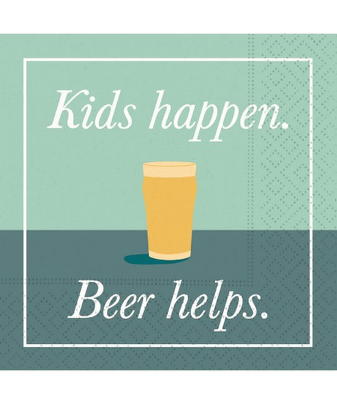 OakridgeStores.com | Design Design - Kids Happen Beer Helps - Cocktail Napkin Set - DESIGN62409842 732296415915