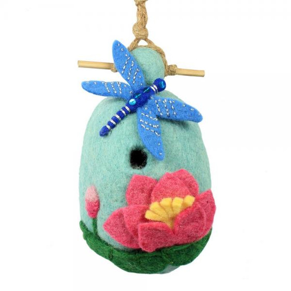 OakridgeStores.com | DZI Handmade Designs - Lotus Dragonfly Felt Birdhouse - Decorative and - DZI484086 845964025191