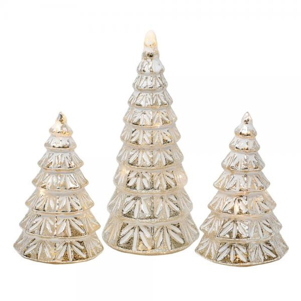 OakridgeStores.com | Gift Essentials - LED Silver Trees - 3-Piece Set for Tabletop Decoration - GE3000 645194082649