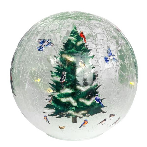 OakridgeStores.com | Gift Essentials - Birds on a Tree - LED Crackle Glass Globe - GE3095 645194088696