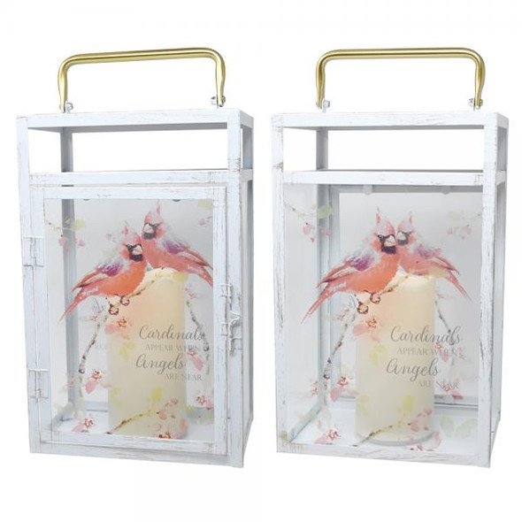 OakridgeStores.com | Gift Essentials - Cardinals Appear LED Lantern Large - Spring Floral Decorative - GE431 645194086371