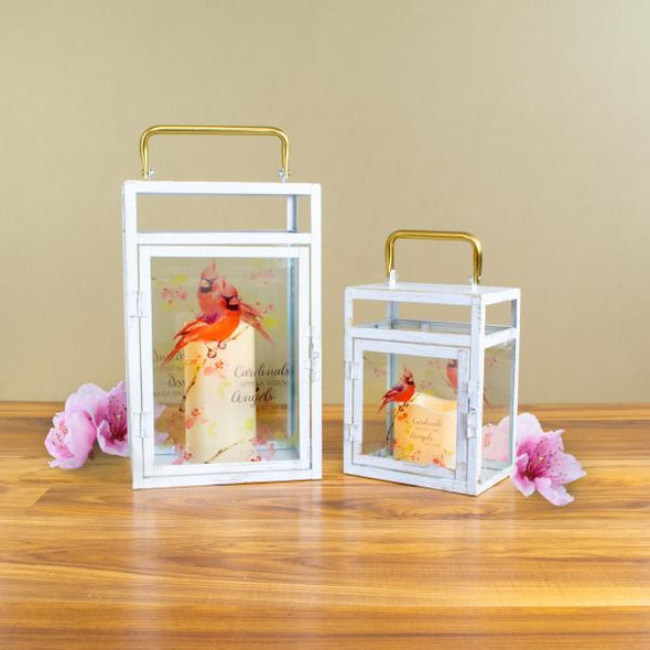 OakridgeStores.com | Gift Essentials - Cardinals Appear LED Lantern Large - Spring Floral Decorative - GE431 645194086371