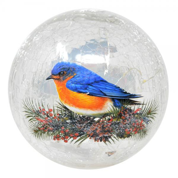 OakridgeStores.com | Gift Essentials - Bluebird Crackle Glass Globe - LED Illuminated, Timer Included - GE510 645194087354