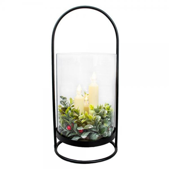 OakridgeStores.com | Gift Essentials - Cylindrical Glass and Metal 3 Taper Lantern - Christmas - GE539 645194087644