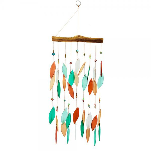OakridgeStores.com | Gift Essentials - Coral and Teal Beaded Glass Chime - Wind Chime for Garden - GEBLUEG201 645194022812
