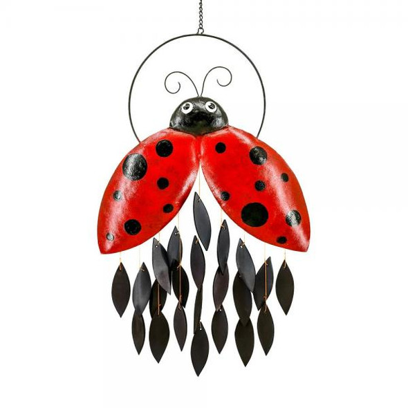 OakridgeStores.com | Gift Essentials - Ladybug Glass Wind Chime - Outdoor Decor - GEBLUEG472 645194022911