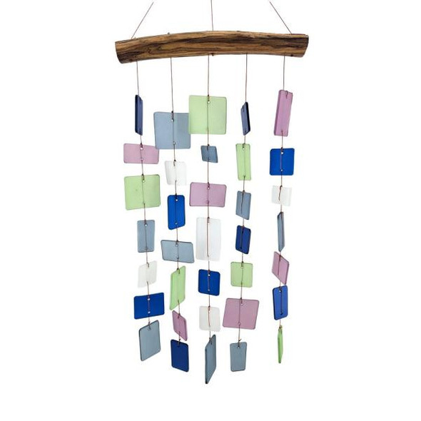 OakridgeStores.com | Gift Essentials - Mountain Beveled Squares - Glass Wind Chime - GEBLUEG626 645194023116