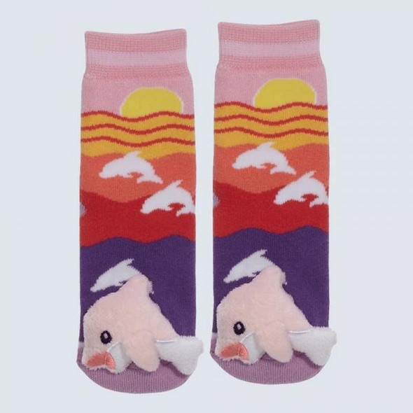 OakridgeStores.com | Messy Moose Socks - Dolphin Blue Toddler Slipper Socks - MM27035 069202270352