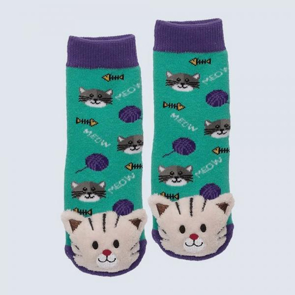 OakridgeStores.com | Messy Moose Socks - Cat Toddler Slipper Socks with Plush Charms - MM27049 069202270499