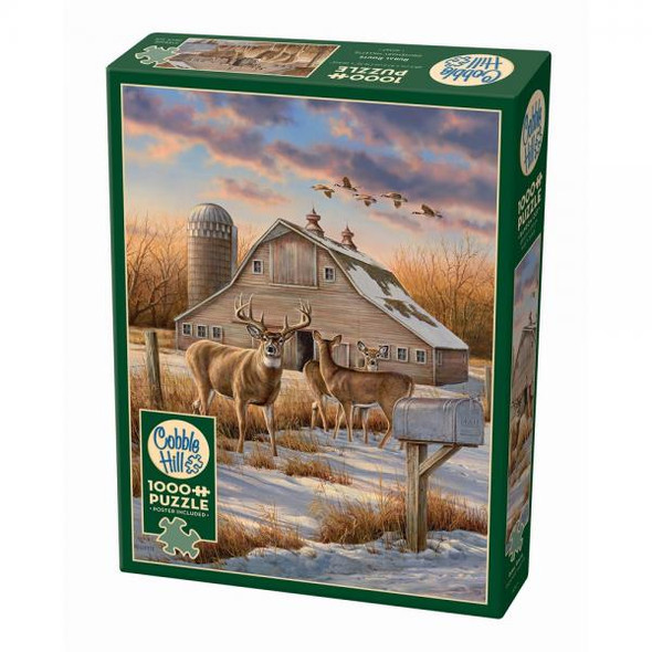 OakridgeStores.com | Cobble Hill - Rural Route - Deer at Sunset - 1000 Piece - OMP40147 625012401470
