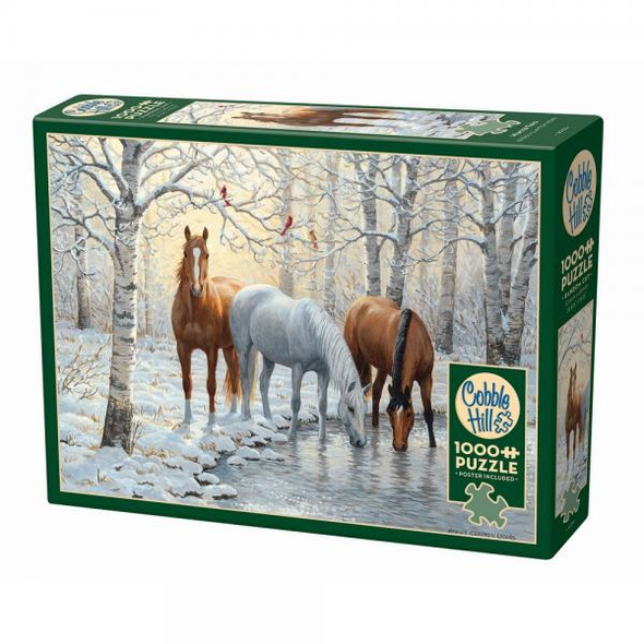 OakridgeStores.com | Cobble Hill - Winter Trio - Horses with Cardinals - 1000 - OMP40158 625012401586