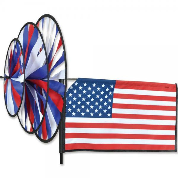 OakridgeStores.com | Premier Designs - American Flag Triple Spinner - UV-Resistant SunTex Fabric - PD22179 630104221799