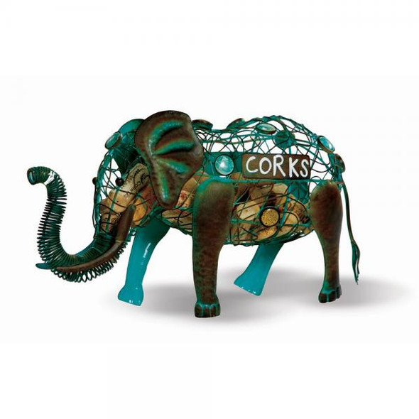 OakridgeStores.com | Oak and Olive - Cork Caddy Elephant - Hand Sculpted Metal - PSA-650EL 807348123893