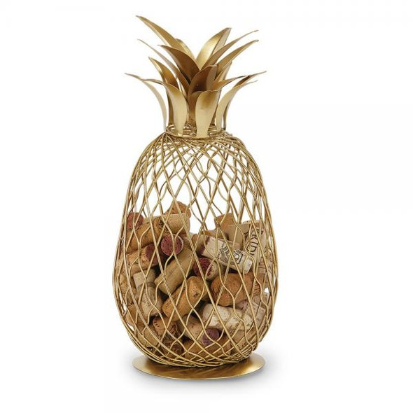 OakridgeStores.com | Oak and Olive - Cork Caddy Golden Pineapple - Hand Sculpted Metal - PSA-650GP 807348128393