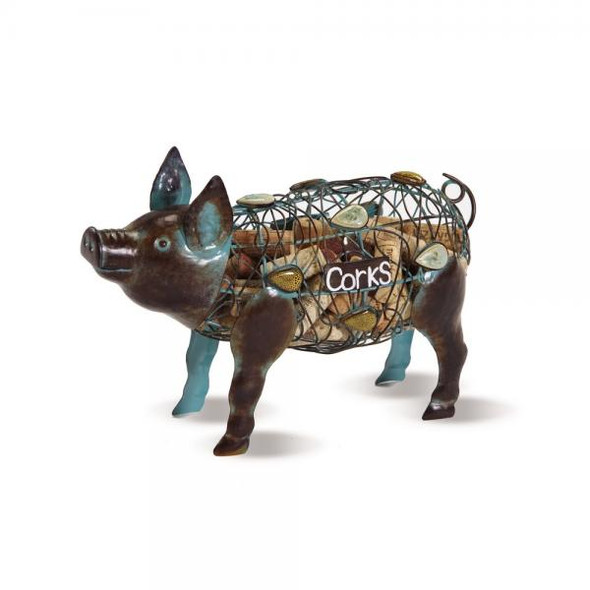 OakridgeStores.com | Oak and Olive - Cork Caddy Pig - Wine Bottle and Champagne Cork Collector - PSA-650PG 807348123480