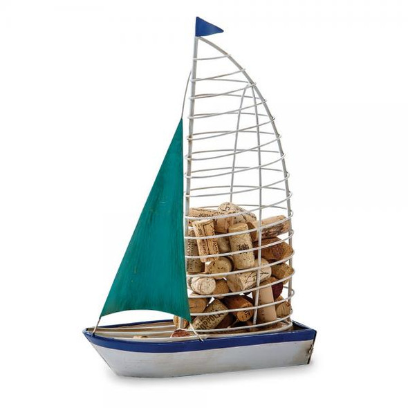 OakridgeStores.com | Oak and Olive - Cork Caddy Sailboat - Wine Bottle and Champagne Cork Collector - PSA-650SB 807348128256