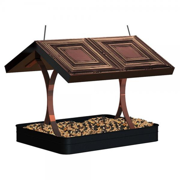 OakridgeStores.com | Woodlink - Modern Farmhouse Vintage Tin Panel Roof Fly Thru Feeder - 2 lb Seed - WL23810 093432238103