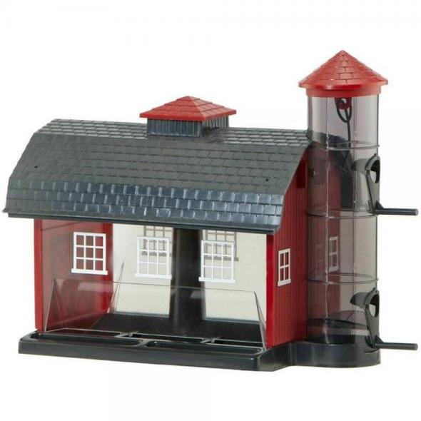 OakridgeStores.com | Artline - Red Barn Combo Feeder -Seed and Thistle- Interchangeable Perches - WL23960 027452062905