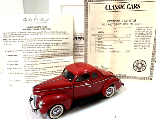 RESALE SHOP - Danbury Mint 1:24 1940 Ford Deluxe Coupe - L/N