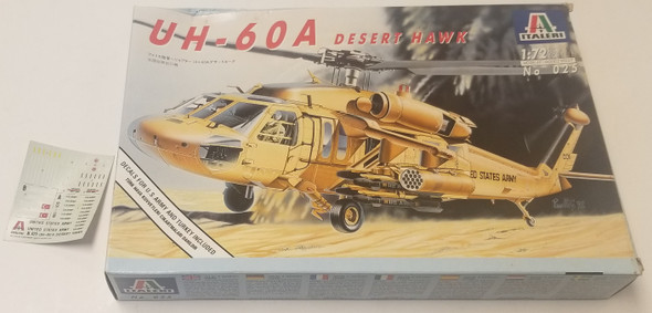 RESALE SHOP - Italeri #025 UH-60A Desert Hawk 1:72 HELICOPTER With Decals For US Army/Turkey