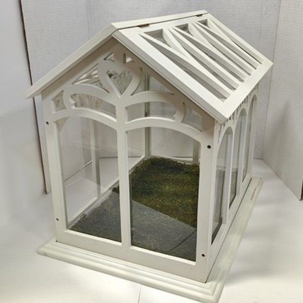 RESALE SHOP - Dollhouse Miniature 1:12 White Greenhouse With Dolls + Plants + Furniture