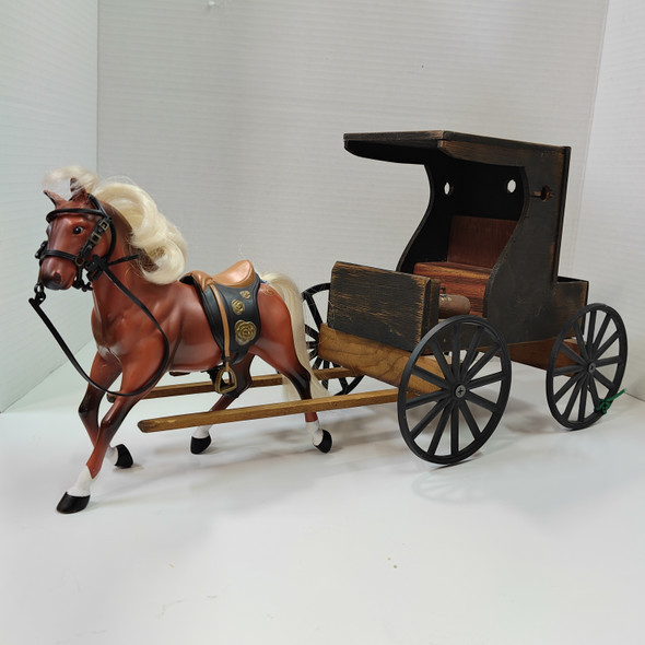RESALE SHOP - Dollhouse Miniature 1:12 Wooden Horse Drawn Carriage With Horse