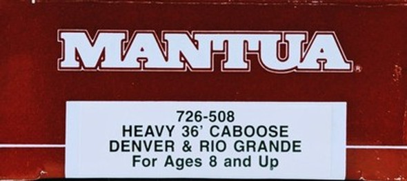 RESALE SHOP - Mantua HO Scale D&RG Heavy 36' Caboose #726-508 - Preowned