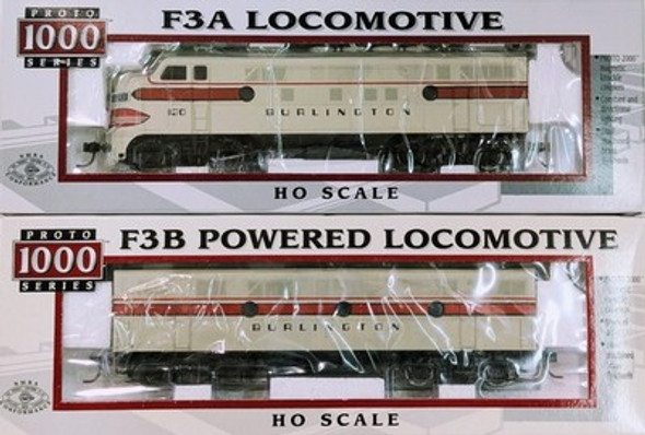 RESALE SHOP - Proto 1000 Series HO scale Burlington F3 Diesel Locomotive A+B Units - NOB
