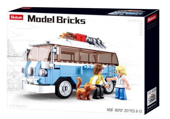 OakridgeStores.com | Sluban - VW Mini Combi Van - Surfer Van Bus - 227 Pieces - Brick Building Set M38-B0707 6938242955779
