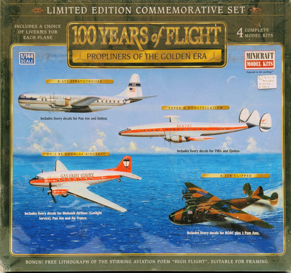 RESALE SHOP - Minicraft Model Kits 1:144 100 Years of Flight Propliners of the Golden Era