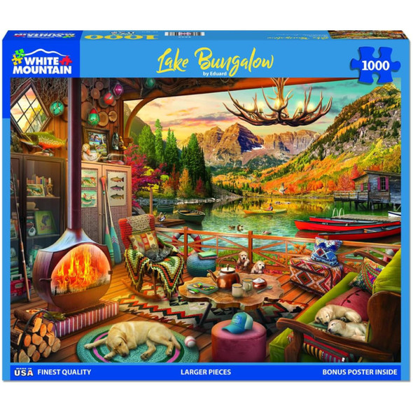 OakridgeStores.com | White Mountain - Lake Bungalow Puzzle 1000 Piece Jigsaw Puzzles 2066PZ 724819269051