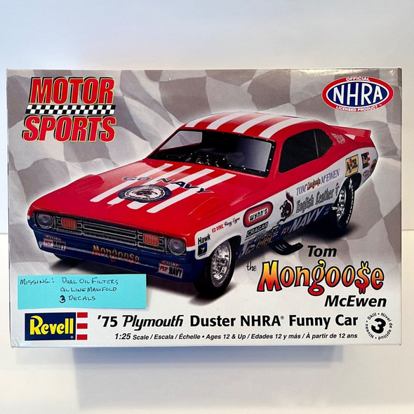RESALE SHOP - Revell 1:25 Scale Mongoose McEwen '75 Plymouth Duster Funny Car Model Kit c2010