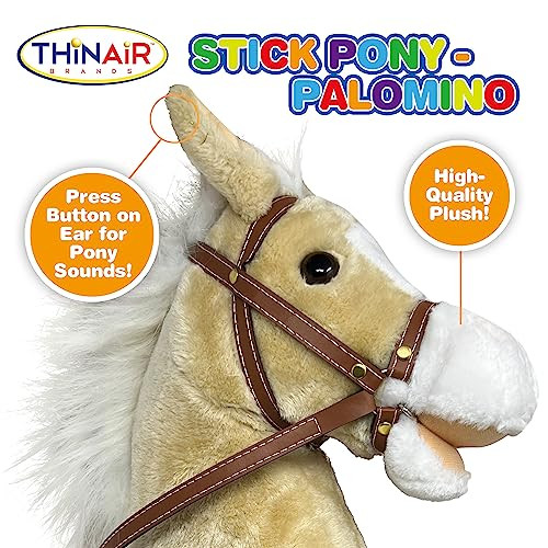 OakridgeStores.com | Thin Air Brands - Palomino Stick Horse - Plush Handcrafted Hobby Horse with Sounds P559 850031665590