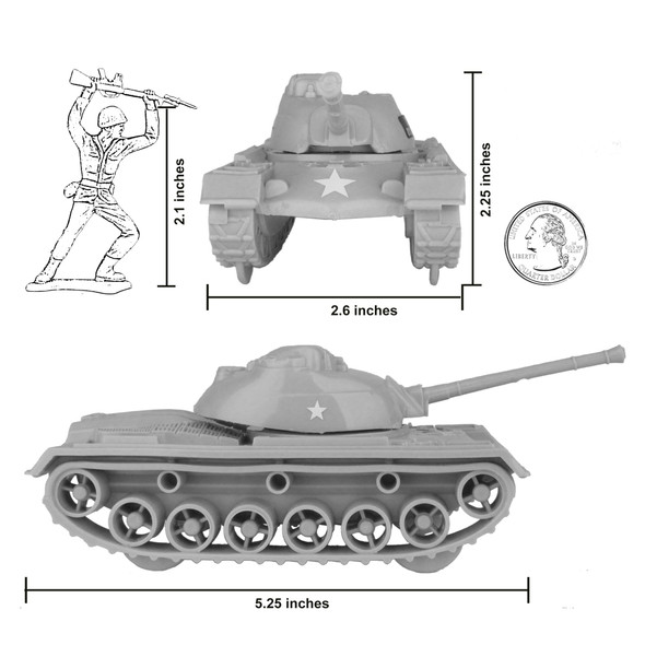 OakridgeStores.com | Tim Mee Toys - 3 Piece Patton Gray Army Tank (67844) 810049678449